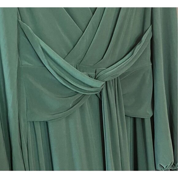 Betsy & Adam Women's Petite Long Sleeve V-Neck Stretch Wrap Knot Dress - Picture 6 of 9